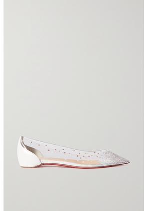 Christian Louboutin - Follies Crystal-embellished Pvc And Leather Point-toe Flats - White - IT35,IT36,IT36.5,IT37,IT37.5,IT38,IT38.5,IT39,IT39.5,IT40,IT40.5,IT41,IT41.5,IT42
