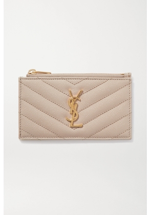 SAINT LAURENT - Monogramme Quilted Textured-leather Wallet - Cream - One size