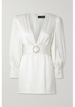 Retrofête - Nicole Crystal-embellished Stretch-silk Satin Mini Dress - Off-white - x small,small,medium,large,x large