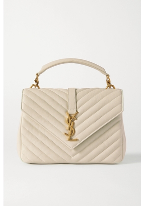SAINT LAURENT - College Medium Chain Quilted Leather Shoulder Bag - Off-white - One size
