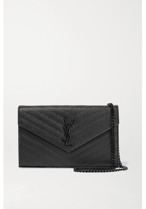 SAINT LAURENT - Cassandre Chain Matelassé Textured-leather Wallet - Black - One size