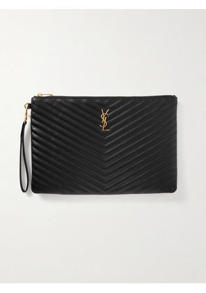 SAINT LAURENT - Monogramme Quilted Leather Pouch - Black - One size