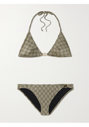 Gucci - Embellished Printed Bikini - Neutrals - XXS,XS,S,M,L,XL