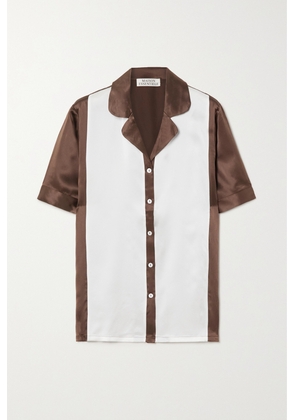 MAISON ESSENTIELE - Two-tone Silk-charmeuse Pajama Shirt - Brown - x small,small,medium,large,x large