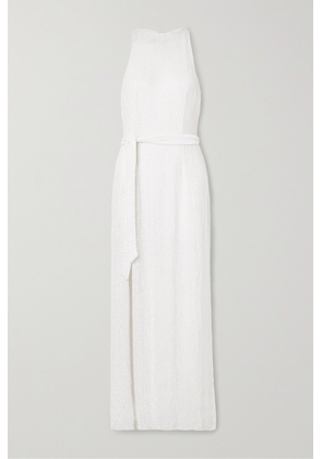 Retrofête - Tilly Belted Sequined Chiffon Maxi Dress - White - x small,small,medium,large,x large