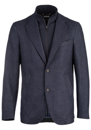 Norwegian Wool layered-design unstructured blazer - Blue