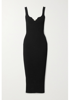 KHAITE - Nina Ribbed-knit Midi Dress - Black - x small,small,medium,large