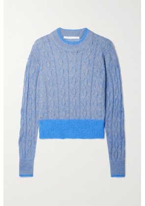 Veronica Beard - Riola Two-tone Cable-knit Sweater - Blue - x small,small,medium,large,x large
