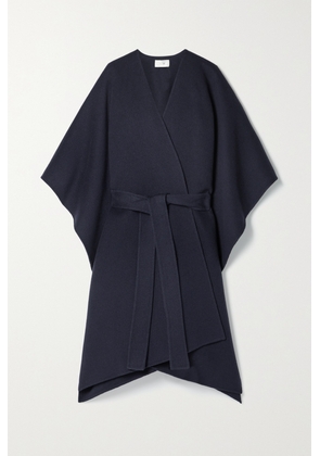 The Row - Toba Belted Wool And Cashmere-blend Poncho - Blue - XS/S,M/L