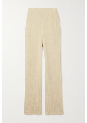 LE 17 SEPTEMBRE - Ribbed Linen-blend Straight-leg Pants - Neutrals - FR36,FR38