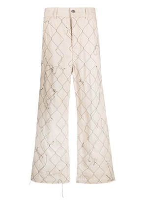 AIREI abstract-pattern wide-leg trousers - Neutrals