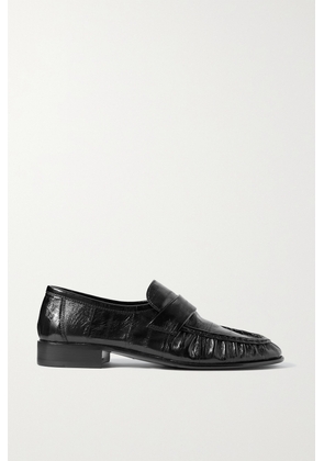 The Row - Eel Crinkled Glossed-leather Loafers - Black - IT35,IT36,IT36.5,IT37,IT37.5,IT38,IT38.5,IT39,IT39.5,IT40,IT40.5,IT41,IT42