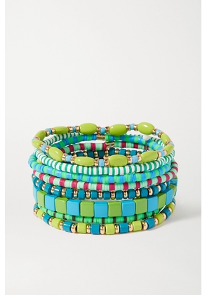 Roxanne Assoulin - Colour Therapy Set Of Eight Enamel And Gold-tone Bracelets - Green - One size