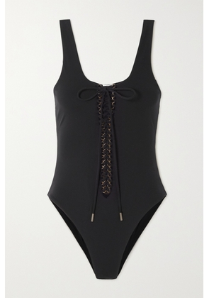 SAINT LAURENT - Saharienne Lace-up Bodysuit - Black - XS,S,M,L,XL
