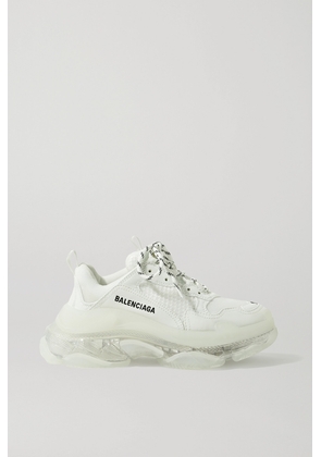 Balenciaga - Triple S Clear Sole Logo-embroidered Leather, Nubuck And Mesh Sneakers - White - IT34,IT35,IT36,IT37,IT38,IT39,IT40,IT41,IT42