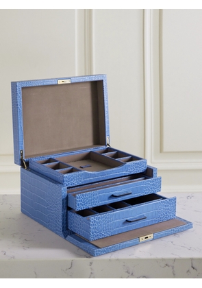 Smythson - Mara Croc-effect Leather Jewelry Box - Blue - One size