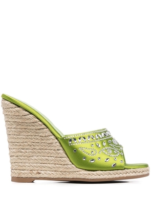 Le Silla cristal-embellished wedge-heel sandals - Green