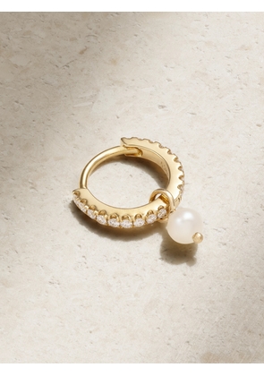 MARIA TASH - 6.5mm 18-karat Gold, Diamond And Pearl Single Hoop Earring - One size