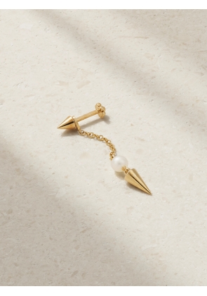 MARIA TASH - 20mm Pendulum Spike 14-karat Gold Pearl Single Earring - One size
