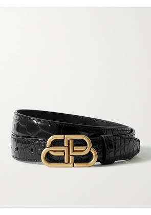 Balenciaga - Bb Croc-effect Leather Waist Belt - Black - 60,65,70,75,80,85,90,95,100
