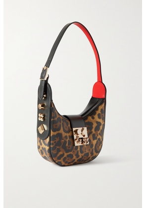 Christian Louboutin - Carasky Small Embellished Leopard-print Leather Shoulder Bag - Black - One size