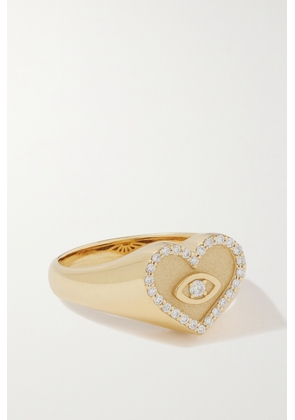 Sydney Evan - Heart Marquis Eye 14-karat Gold Diamond Signet Ring - 5,6,7,8