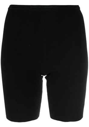 Rabanne logo-waistband skinny track shorts - Black