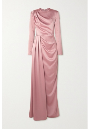 RASARIO - Crystal-embellished Draped Satin Gown - Pink - FR34,FR36,FR38,FR40,FR42,FR44,FR46
