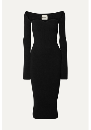 KHAITE - Beth Ribbed-knit Midi Dress - Black - x small,small,medium,large