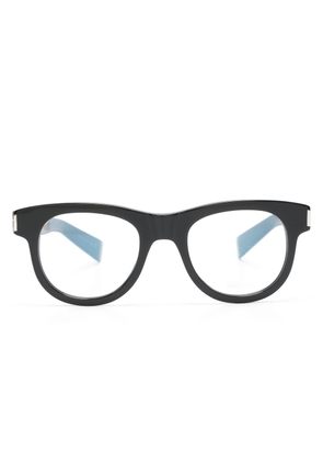 Saint Laurent Eyewear logo-engraved round-frame glasses - Black