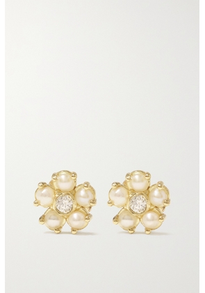 Jennifer Meyer - Mini Flower 18-karat Gold, Pearl And Diamond Earrings - One size