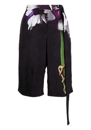 Jason Wu Collection tie-detailed printed bermuda shorts - Black