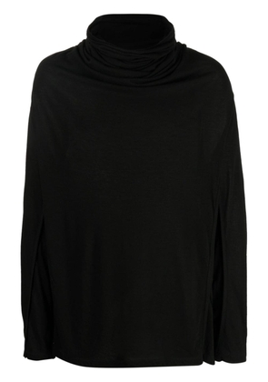 Julius draped-neck cotton-blend T-shirt - Black
