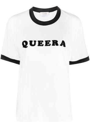 QUIRA logo-print contrast-trim T-shirt - White
