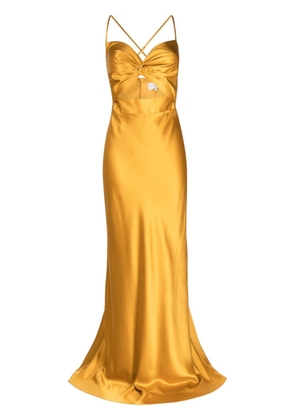 Michelle Mason twisted-bodice silk gown - Yellow