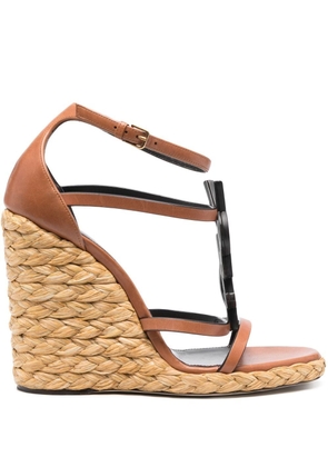 Saint Laurent Cassandra 105 wedge sandals - Brown