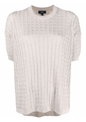 Theory cable-knit short-sleeved jumper - Neutrals