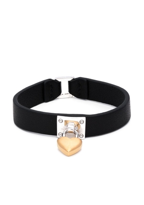 AMBUSH heart-padlock leather bracelet - Black