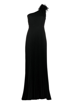 NISSA one-shoulder pleated maxi dress - Black