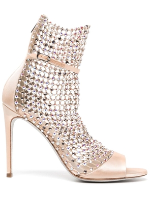 René Caovilla 105mm crystal-embellished mesh sandals - Metallic
