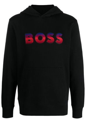 BOSS logo-print gradient-effect hoodie - Black