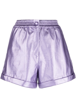 ROTATE BIRGER CHRISTENSEN Belina embossed-logo metallic shorts - Purple