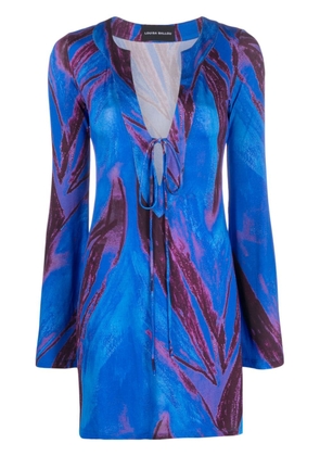 Louisa Ballou abstract-print long-sleeved kaftan dress - Blue