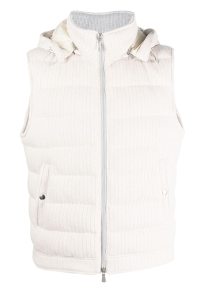 Eleventy ribbed-knit hooded gilet - Neutrals