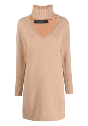 Federica Tosi roll-neck detail knit jumper - Brown