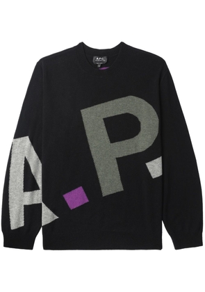 A.P.C. logo-intarsia merino-wool sweater - Black