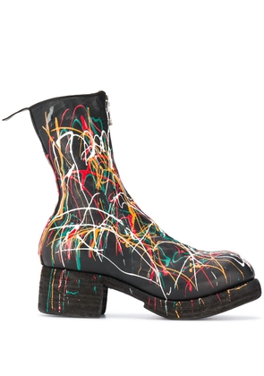 Guidi paint splattered ankle boots - Black