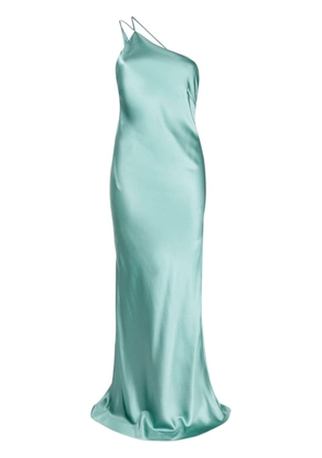 Michelle Mason one-shoulder bias gown - Green