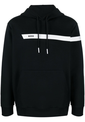 BOSS logo-print cotton blend hoodie - Black