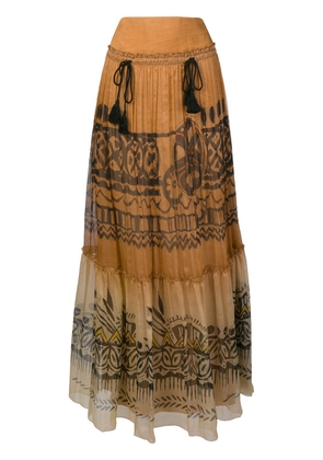 Alberta Ferretti long patterned skirt - Neutrals
